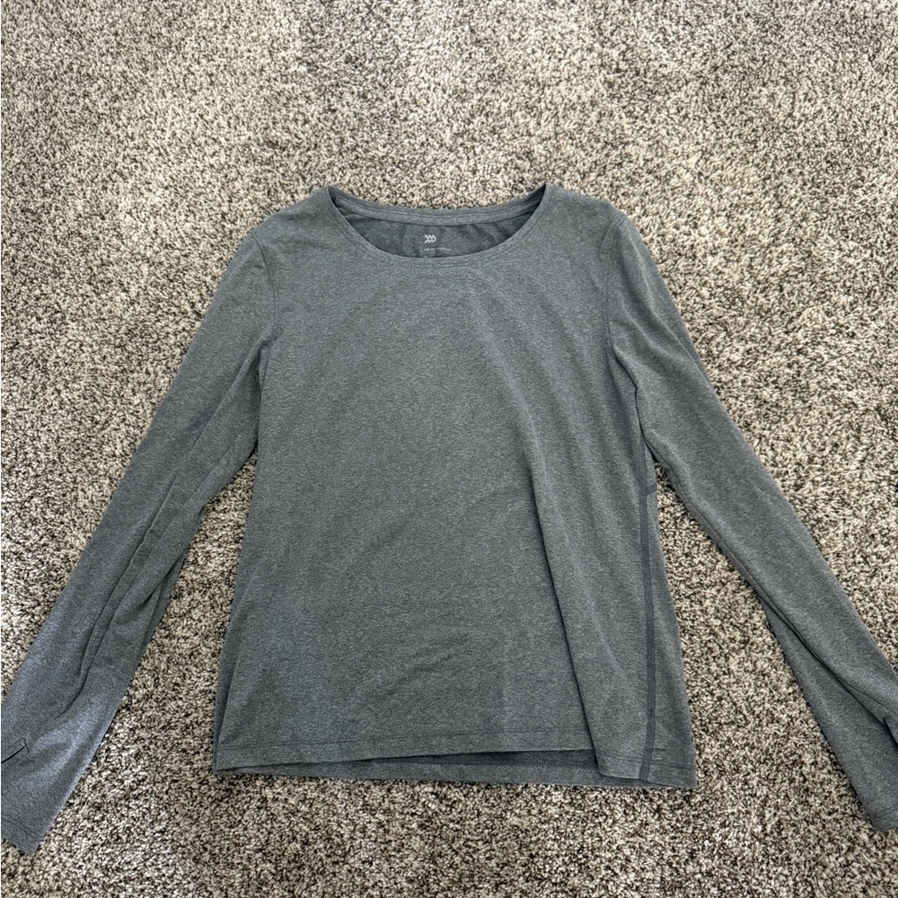 All in Motion Gray Fitted Long Sleeve Tee